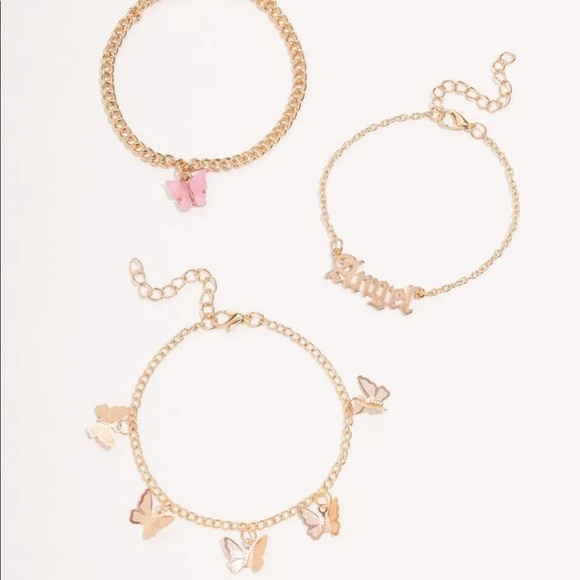 NEW 3pcs "Angel & Butterfly" Charm Anklet - Picture 3 of 3